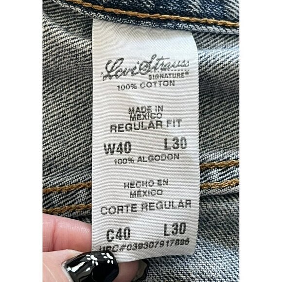 Levis Strauss Signature Regular Fit Mens Sz 40 x 30 (Act 38 x 29) Straight Jeans - Picture 6 of 9